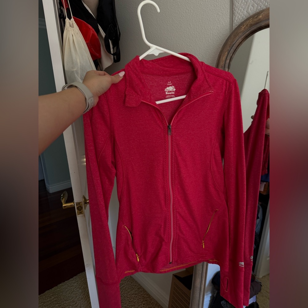 Roots Red Zip-Up Workout Jacket